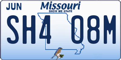 MO license plate SH4O8M