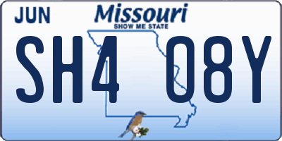 MO license plate SH4O8Y
