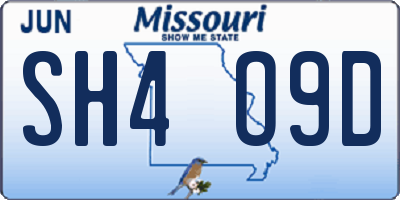 MO license plate SH4O9D