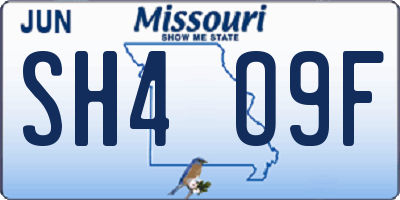 MO license plate SH4O9F