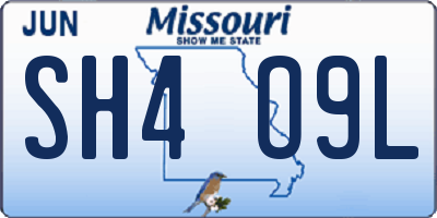 MO license plate SH4O9L