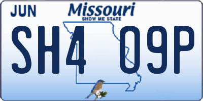 MO license plate SH4O9P