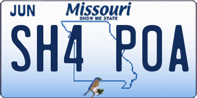 MO license plate SH4P0A