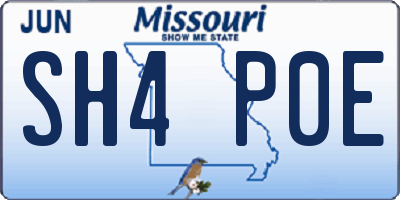 MO license plate SH4P0E