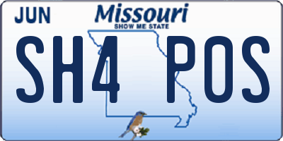 MO license plate SH4P0S