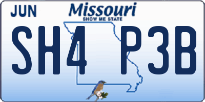 MO license plate SH4P3B
