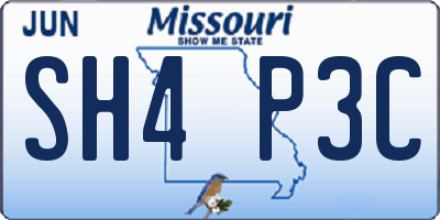 MO license plate SH4P3C