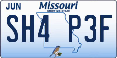 MO license plate SH4P3F