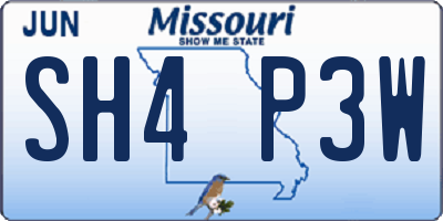 MO license plate SH4P3W