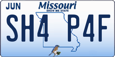 MO license plate SH4P4F