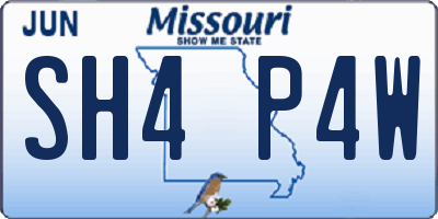 MO license plate SH4P4W