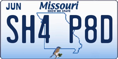 MO license plate SH4P8D