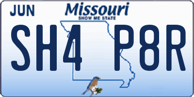 MO license plate SH4P8R