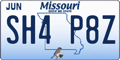 MO license plate SH4P8Z