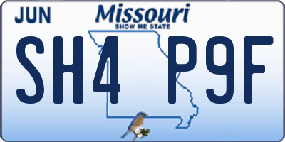 MO license plate SH4P9F
