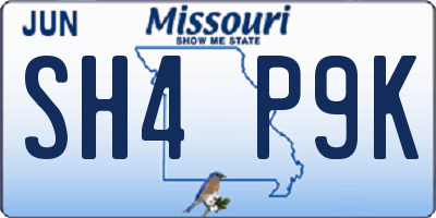 MO license plate SH4P9K