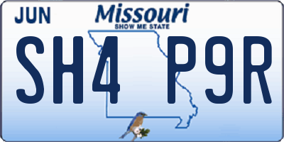 MO license plate SH4P9R