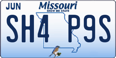 MO license plate SH4P9S