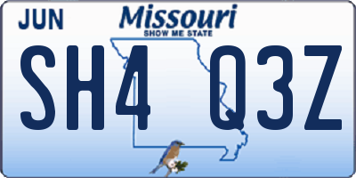 MO license plate SH4Q3Z