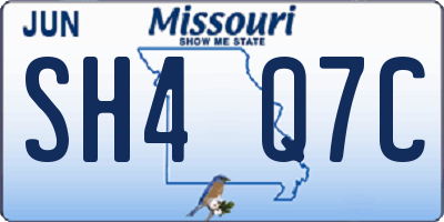 MO license plate SH4Q7C
