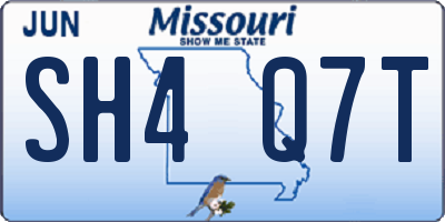 MO license plate SH4Q7T