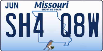 MO license plate SH4Q8W