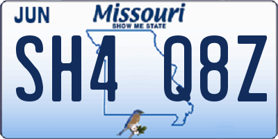 MO license plate SH4Q8Z