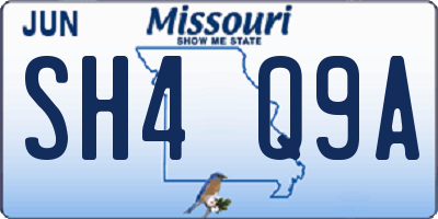 MO license plate SH4Q9A