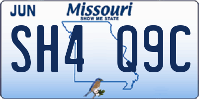 MO license plate SH4Q9C