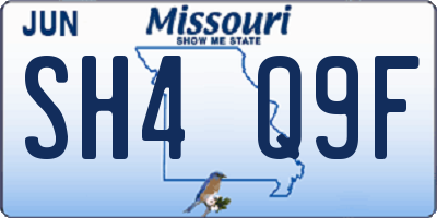 MO license plate SH4Q9F