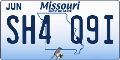 MO license plate SH4Q9I
