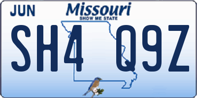 MO license plate SH4Q9Z