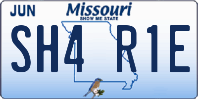 MO license plate SH4R1E