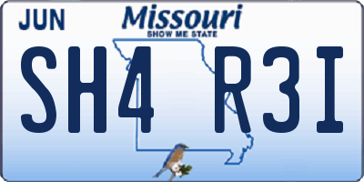 MO license plate SH4R3I