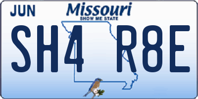MO license plate SH4R8E