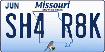 MO license plate SH4R8K
