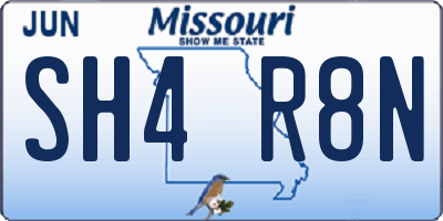 MO license plate SH4R8N