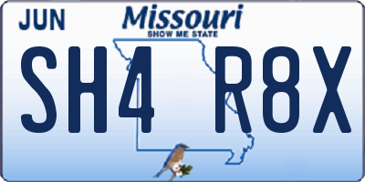 MO license plate SH4R8X