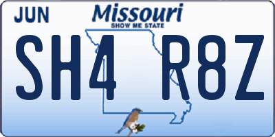 MO license plate SH4R8Z