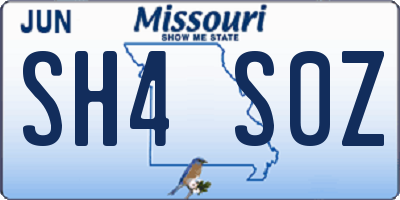 MO license plate SH4S0Z