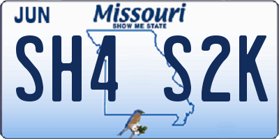 MO license plate SH4S2K