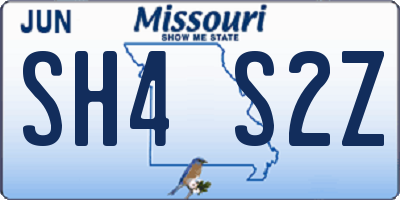 MO license plate SH4S2Z
