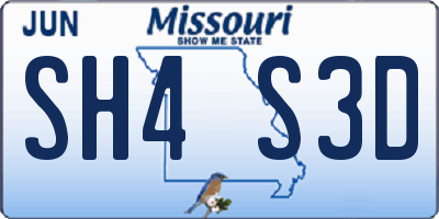 MO license plate SH4S3D