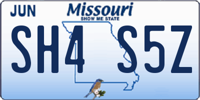 MO license plate SH4S5Z
