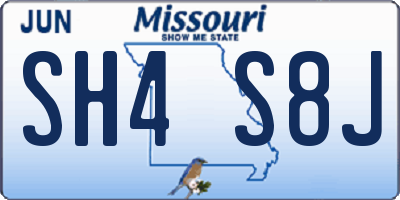 MO license plate SH4S8J