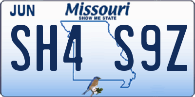MO license plate SH4S9Z