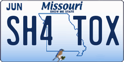 MO license plate SH4T0X