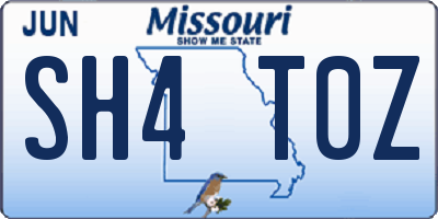 MO license plate SH4T0Z