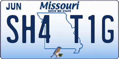 MO license plate SH4T1G