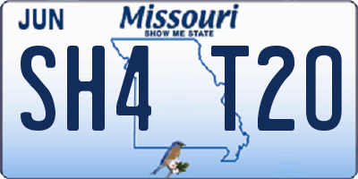 MO license plate SH4T2O